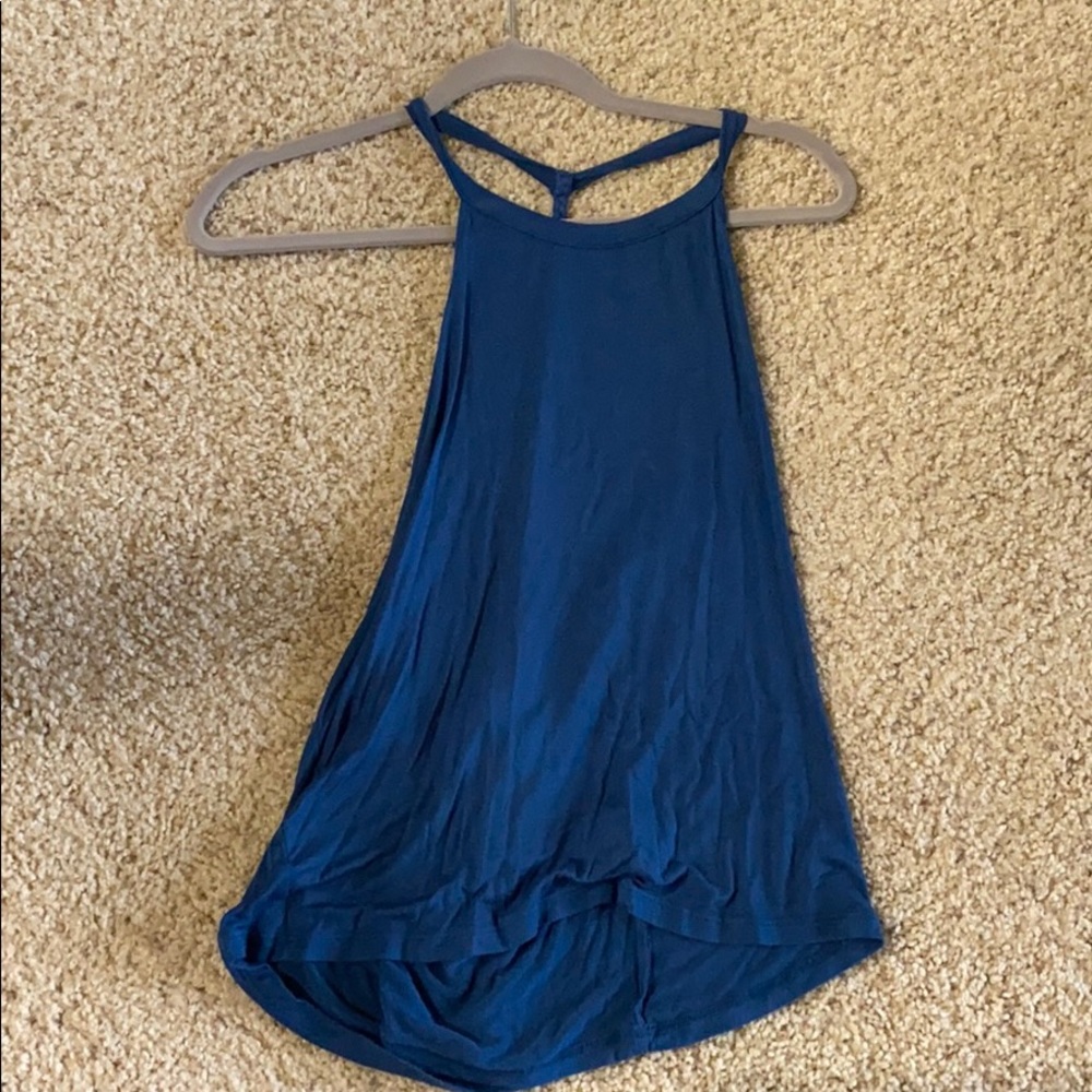 Blue open back top